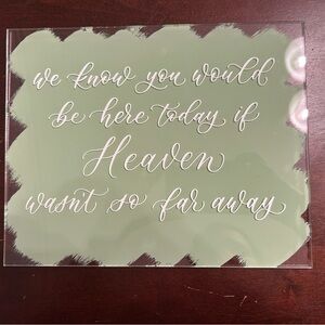 Green Acrylic Sign for Wedding Memory Table 8x10